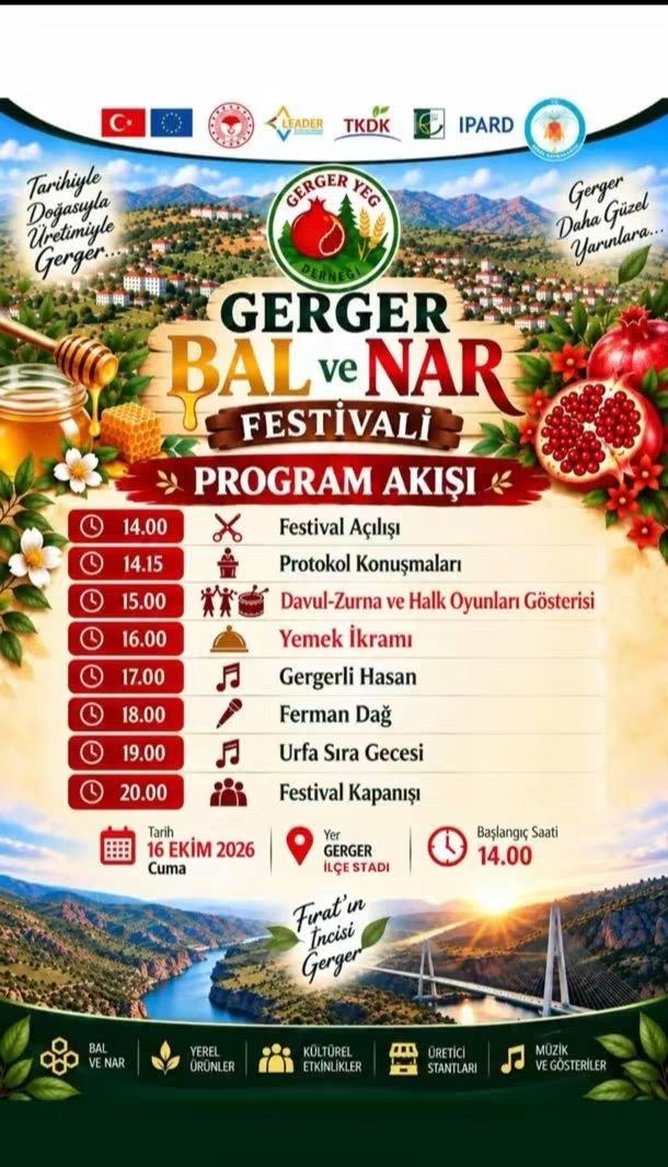 Gerger'de Bal ve Nar Festivali Başlıyor