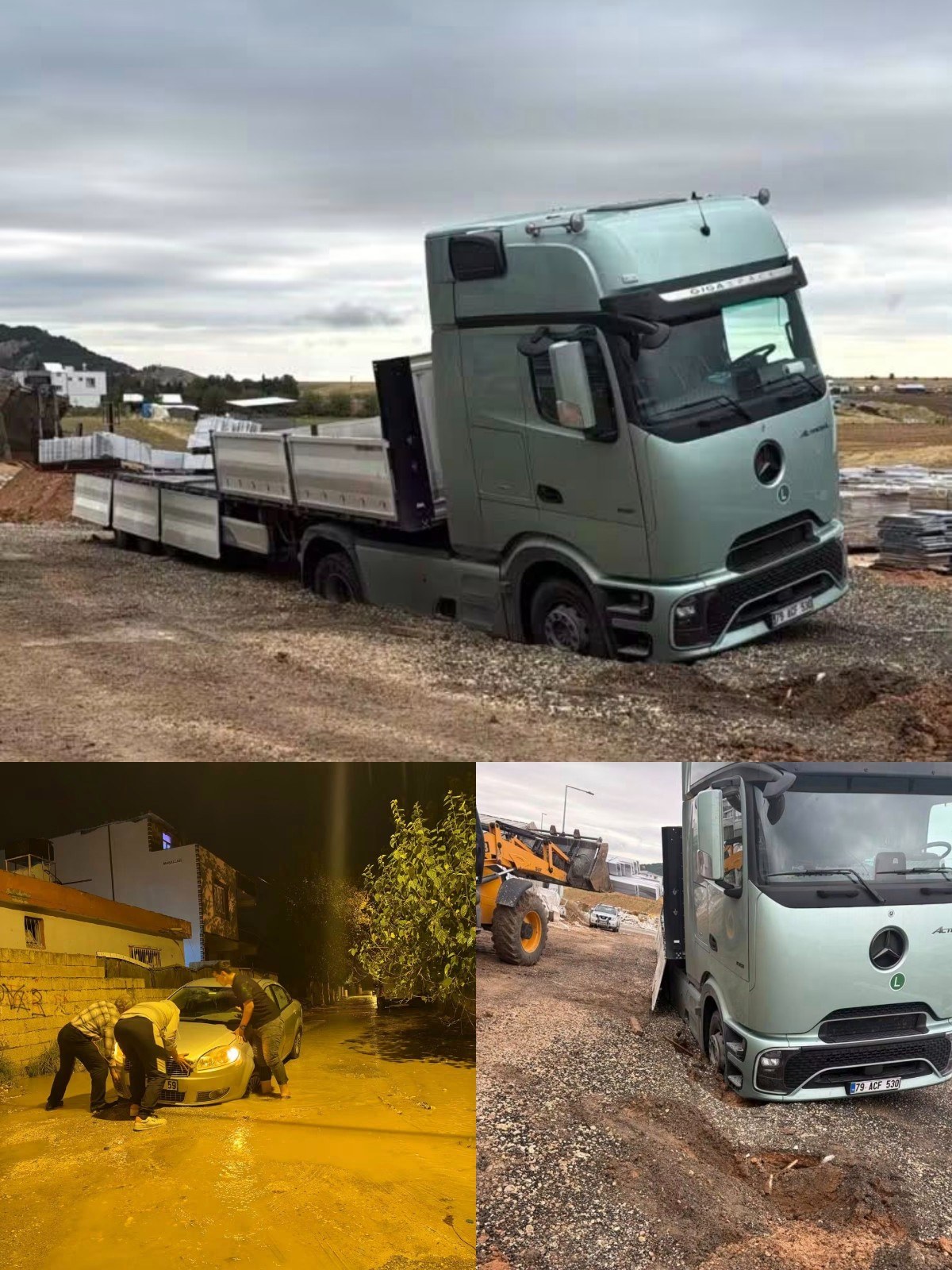 Adıyaman'da Çöken Yolda TIR Mahsur Kaldı